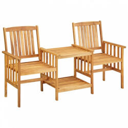 vidaXL Tömör akácfa kerti székek teázóasztallal és párnákkal (3061298) (3061298)
