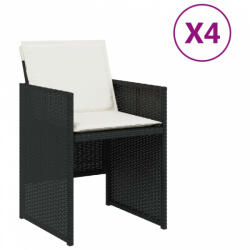 vidaXL 4 db fekete polyrattan kerti szék párnával (4007435) (4007435)