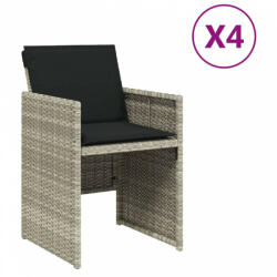 vidaXL 4 db világosszürke polyrattan kerti szék párnával (4007440) (4007440)