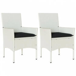 vidaXL 2 db fehér polyrattan kerti szék párnával (368115) (368115)