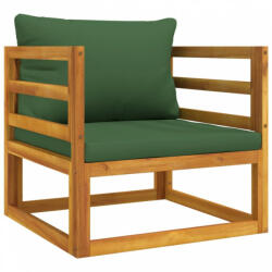 vidaXL Tömör akácfa kerti szék zöld párnákkal (360023) (360023)