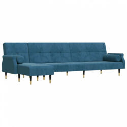 vidaXL Kék l-alakú bársony kanapéágy 271x140x70 cm (3157220) (3157220)