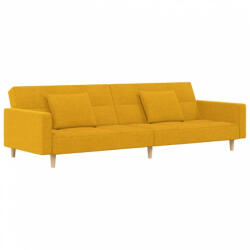 vidaXL Kétszemélyes sárga szövet kanapéágy két párnával (375804) (375804)