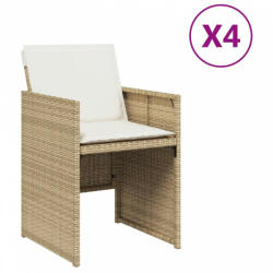vidaXL 4 db bézs polyrattan kerti szék párnával (4007439) (4007439)
