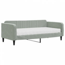 vidaXL Világosszürke bársony kanapéágy matraccal 90 x 190 cm (3197052) (3197052)