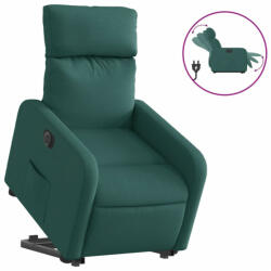 vidaXL Elektromos felállást segítő sötétzöld szövet dönthető fotel (3206723) (3206723)