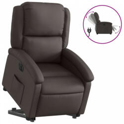 vidaXL Sötétbarna valódi bőr elektromos álló dönthető fotel (3204271) (3204271) - plaza8