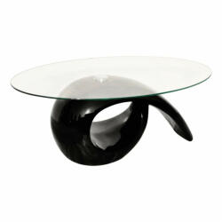 vidaXL Magasfényű fekete dohányzóasztal ovális üveglappal (240432) (240432) - plaza8
