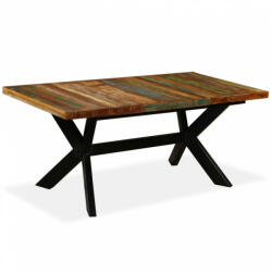 vidaXL Tömör újrahasznosított fa/acél étkezőasztal 180 cm (244804) (244804)