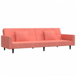 vidaXL Kétszemélyes rózsaszín bársony kanapéágy két párnával (375819) (375819)