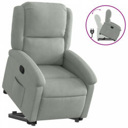 vidaXL Világosszürke bársony felállást segítő dönthető fotel (3204300) (3204300)