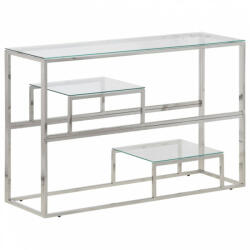 vidaXL Ezüstszínű rozsdamentes acél és edzett üveg tálalóasztal (350001) (350001)