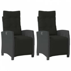 vidaXL 2 db fekete polyrattan dönthető kerti szék lábtartóval (365241) (365241)