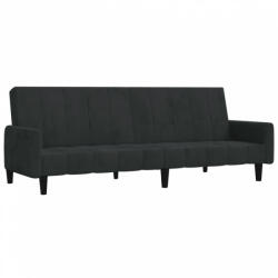 vidaXL Kétszemélyes fekete bársony kanapéágy (375780) (375780)