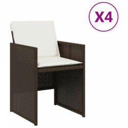 vidaXL 4 db barna polyrattan kerti szék párnával (4007438) (4007438)