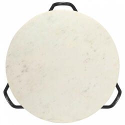 vidaXL Fehér márvány textúrájú valódi kő dohányzóasztal 65x65x42 cm (286446) (286446)