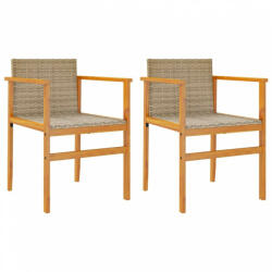 vidaXL 2 db bézs polyrattan és tömör fa kerti szék (368710) (368710)