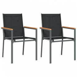 vidaXL 2 db fekete textilén és acél kerti szék 55 x 61, 5 x 90 cm (364099) (364099)