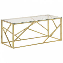 vidaXL Aranyszínű rozsdamentes acél és edzett üveg dohányzóasztal (349938) (349938) - plaza8