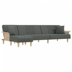vidaXL Sötétszürke l-alakú bársony kanapéágy 279x140x70 cm (3157239) (3157239)