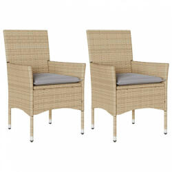 vidaXL 2 db bézs polyrattan kerti szék párnával (368112) (368112)