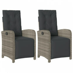 vidaXL 2 db szürke polyrattan dönthető kerti szék lábtartóval (365195) (365195)