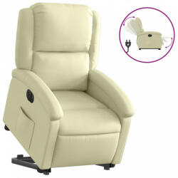 vidaXL Krémszínű valódi bőr felállást segítő elektromos dönthető fotel (3204272) (3204272)