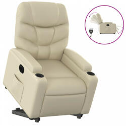 vidaXL Elektromos krémszínű műbőr felállást segítő dönthető fotel (3204673) (3204673)
