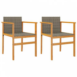 vidaXL 2 db szürke polyrattan és tömör fa kerti szék (368709) (368709)