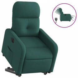 vidaXL Elektromos felállást segítő sötétzöld szövet dönthető fotel (3206819) (3206819)