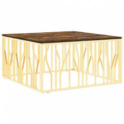 vidaXL Aranyszínű rozsdamentes acél és tömör fa dohányzóasztal (350070) (350070) - plaza8