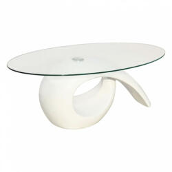 vidaXL Magasfényű fehér dohányzóasztal ovális üveglappal (240431) (240431) - plaza8