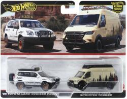 Mattel Hot Wheels Premium Set 2 Masinute Metalice Toyota Land Cruiser Prado Si Mercedes Benz Sprinter Tourer Scara 1: 64 (MTHBL96_HRR76) - etoys