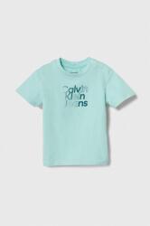 Calvin Klein gyerek póló türkiz, nyomott mintás - türkiz 62