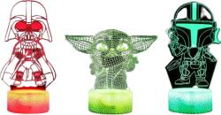  3D éjszakai fény, távirányítóval, 3 sablon, 16 vezérelhető szín, Baby Yoda modell, USB, többszínű (SB-5836)