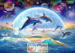  Delfinek a holdfényben gyémántszemes kirakó szett - kerekköves - 50x40 cm