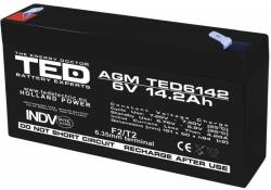 TED Electric Acumulator 6V Stationar VRLA, Dimensiuni 151 x 50 x 95 mm, Baterie 6V 14.2Ah F2, TED Electric TED003034 (A0058596) - shoptei