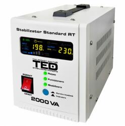 TED Electric Stabilizator tensiune 1200W 230V cu 2 iesiri Schuko si sinusoidala pura + ecran LCD cu valorile tensiunii, TED Electric TED000125 (DZ081444)