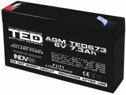 TED Electric Acumulator 6V Stationar VRLA, Dimensiuni 151 x 34 x 95 mm, Baterie 6V 7.3Ah F1, TED Electric TED002976 (BA086753)