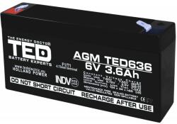 TED Electric Acumulator 6V Stationar VRLA, Dimensiuni 133 x 34 x 59 mm, Baterie 6V 3.6Ah F1, TED Electric TED002891 (A0058607) - shoptei