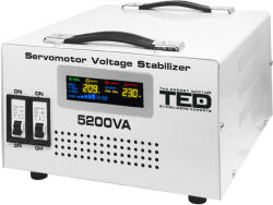 TED Electric Stabilizator tensiune monofazat 3KW 3000W cu ServoMotor si 2 iesiri Schuko + ecran LCD cu valorile tensiunii, TED Electric TED000200 (DZ088487) - shoptei
