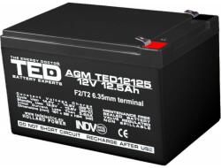 TED Electric Acumulator 12V Stationar VRLA, Dimensiuni 151 x 98 x 95 mm, Baterie 12V 12.5Ah F2, TED Electric TED002754 (AC.TD.12V.BK1.12.0001)