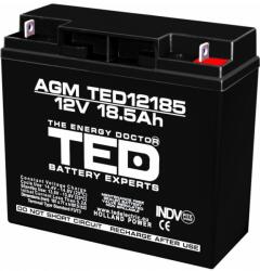 TED Electric Acumulator 12V Stationar VRLA, Dimensiuni 181 x 76 x 167 mm, Baterie 12V 18.5Ah F3, TED Electric TED002778 (AC.TD.12V.BK1.18.2.0001)