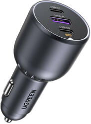 UGREEN EC705 2x USB-C + USB car töltő, 130W (fekete) (35025)
