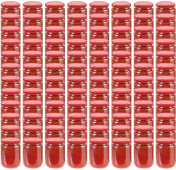 vidaXL 96 db 230 ml-es befőttesüveg piros tetővel (50801) - vidaxl