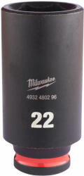 Milwaukee 3/8" gépi dugókulcs 6 lapú, hosszú, 22 mm | 4932480296 (4932480296)