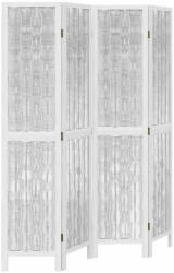 vidaXL 4 paneles fehér tömör császárfa térelválasztó 358674