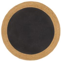 vidaXL fekete és természetes színű fonott juta-pamut kisszőnyeg 120 cm (344970)