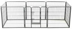 vidaXL fekete színű acél kutyakennel 8 panelből 80 x 80 cm 170571