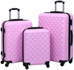 vidaXL 3 db rózsaszín ABS keményfalú gurulós bőrönd (92414) - vidaxl